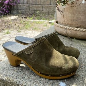 Swedish wooden clog heels mules